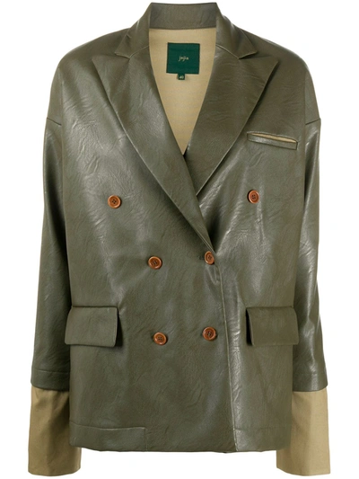 Shop Jejia Contrasting Cuffs Double-breasted Blazer In Green