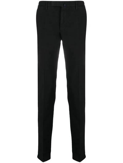 Shop Incotex Tapered-leg Chino Trousers In Black
