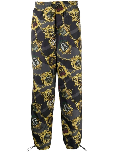 Shop Versace Jeans Couture Chain Crest Print Track Trousers In Black