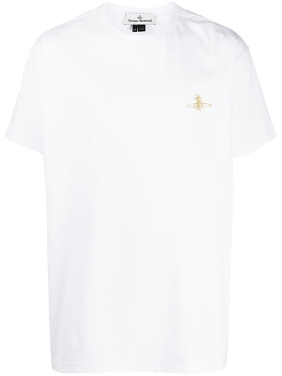 Shop Vivienne Westwood Orb-embroidered T-shirt In White