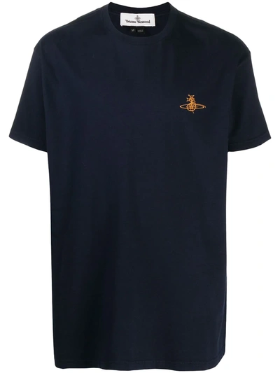 Shop Vivienne Westwood Embroidered Logo T-shirt In Blue