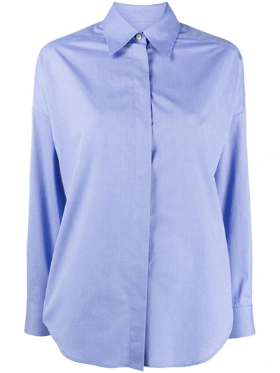 Shop Alberto Biani Loose-fit Cotton Shirt In Blue