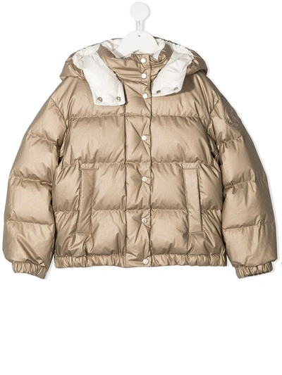 Shop Moncler Gold Padded Jacket In Neutrals