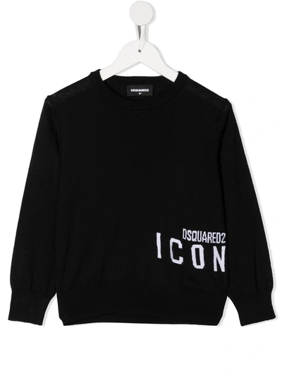 Shop Dsquared2 Intarsia-knit Long-sleeve Jumper In Black