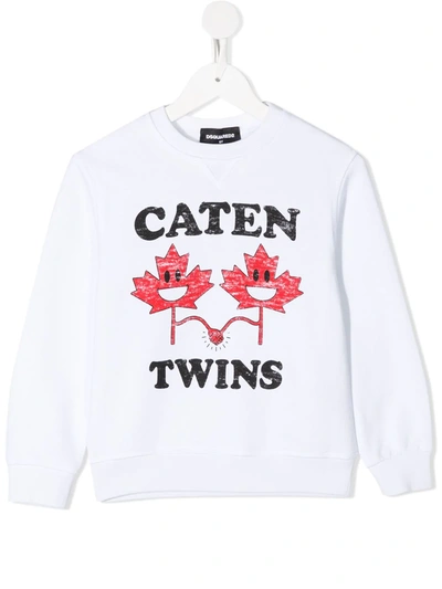 Dsquared2 Maple Leaf Crew-neck Sweatshirt In White