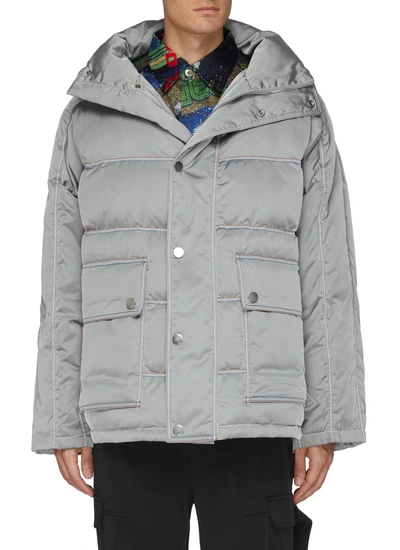 Shop Angel Chen Snap Button Puff Jacket In Grey