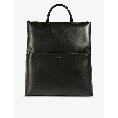 Shop Ted Baker Womens Black Kryshia Branded Saffiano Leather Backpack 1 Size
