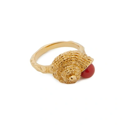 Shop Aurelie Bidermann Roudoudou Ring In Corail/gold