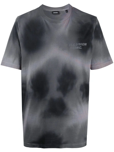 Shop Diesel T-just-n47 Tie-dye T-shirt In Grey