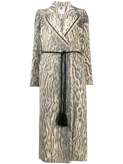 Shop Forte Forte Animal Print Belted Midi Coat In Neutrals