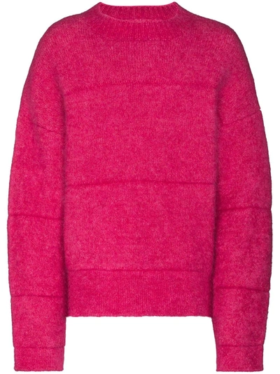 Shop Jacquemus Knitted Crew Neck Jumper In Pink