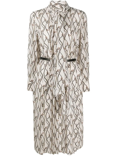 Shop Ferragamo Gancini Print Bow Fastening Neck In Neutrals