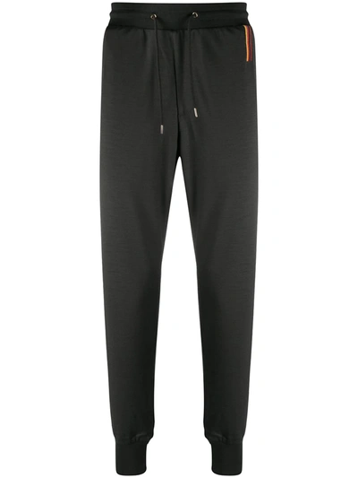 Shop Paul Smith Embroidered Stripe Trim Trackpants In Grey