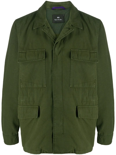 Shop Ps By Paul Smith Concealed-fastening Military Jacket In Green