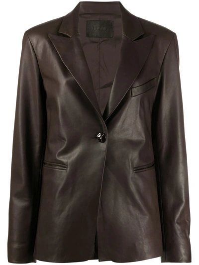 Shop Drome Single-breasted Fitted Blazer In Brown
