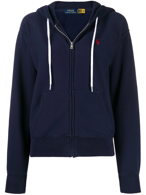 Polo Ralph Lauren Cotton Blend Logo Embroidery Hoodie In Blue | ModeSens