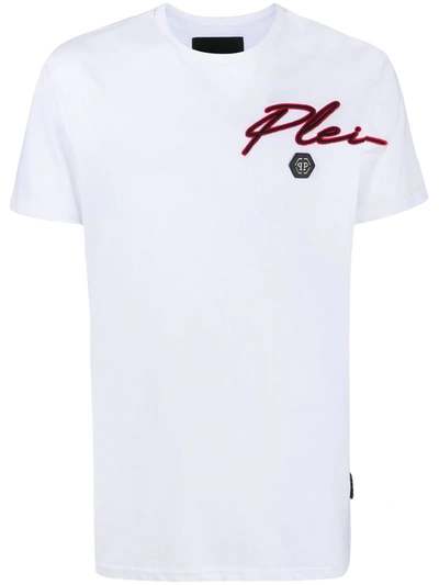 Shop Philipp Plein Signature Embroidery T-shirt In White