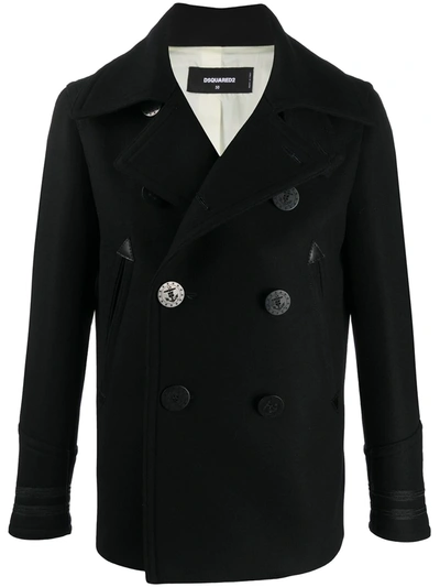 Shop Dsquared2 Double-breasted Coat In Blue