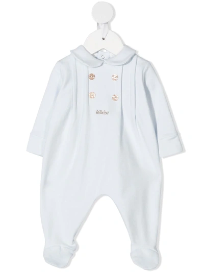 Shop Le Bebé Enfant Button-detail Babygrow In 蓝色