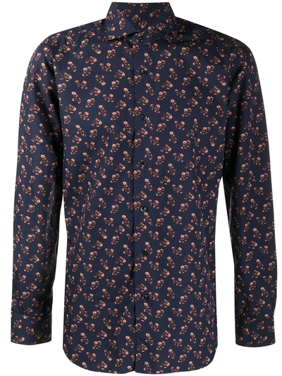 Shop Barba Floral-print Cotton Shirt In Blue