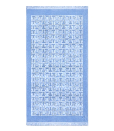 Shop Tory Burch T-tile Beach Towel In Blue Bird