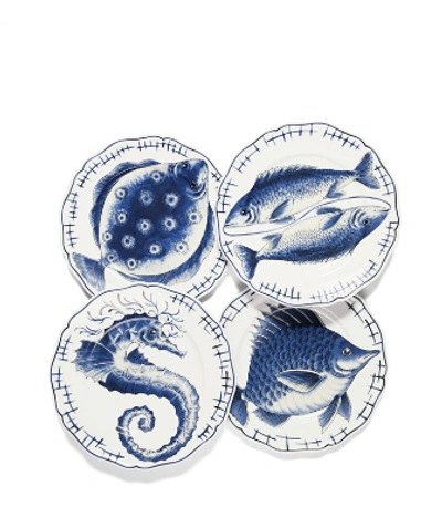 Shop Tory Burch Fish Dinner Plate, Set Of 4 In Pattern