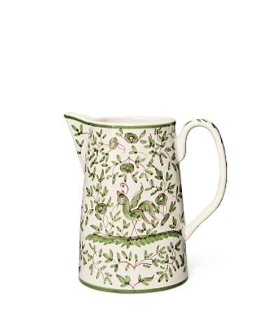 Shop Tory Burch Oiseau Pitcher In White/green