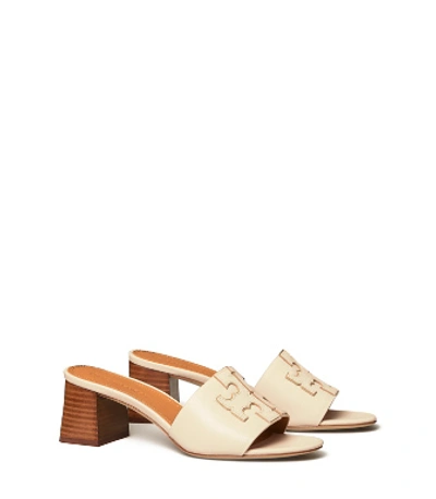 Shop Tory Burch Ines Mid-heel Slide In New Cream/gold