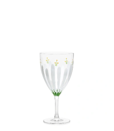 Shop Tory Burch Spring Meadow Wine Glass, Set Of 2 In Clear/multi