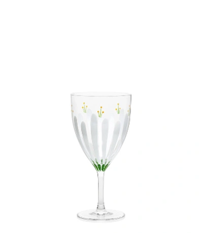 Tory Burch Spring Meadow Wine Glass, Set Of 2 In Clear/multi