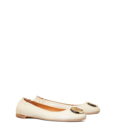 Shop Tory Burch Multi-logo Ballet In Rice Paper