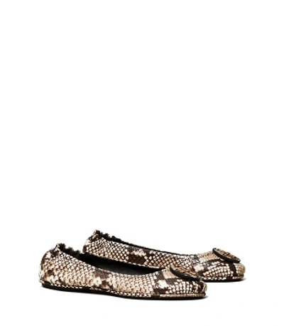 Shop Tory Burch Minnie Travel Ballet Flat, Embossed Leather In Warm Roccia