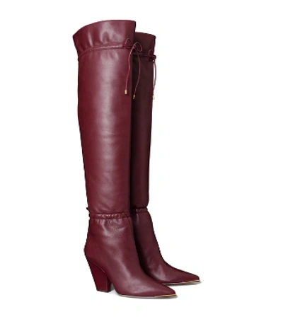 Shop Tory Burch Lila Over-the-knee Scrunch Boot In Royal Burgundy