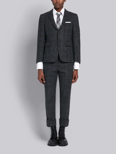Shop Thom Browne Dark Grey Wool Tattersall Check Classic Suit