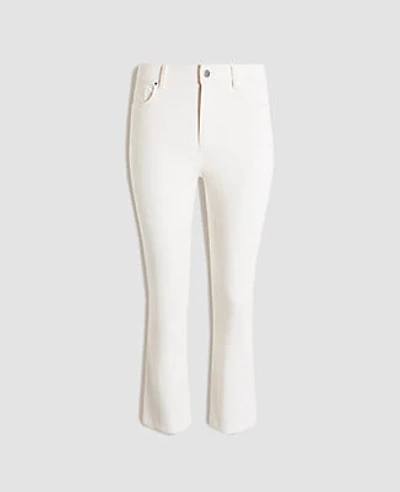 Shop Ann Taylor Stretch Velvet High Waist Kick Crop Jeans In Winter White