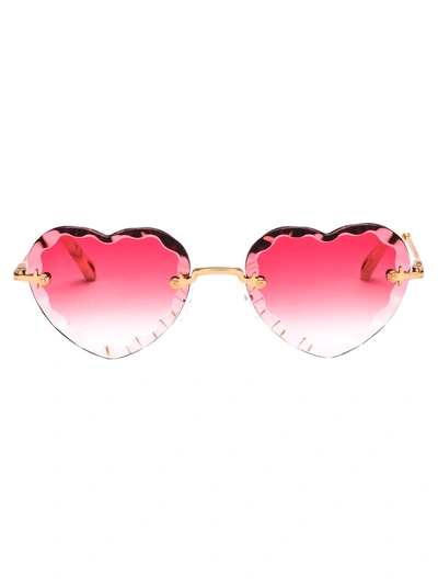 Shop Chloé Ce150s Sunglasses In 823 Gold Gradient Red