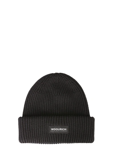 Shop Woolrich Knitted Hat In Nero