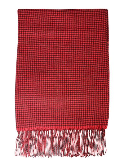 Shop Woolrich Check Design Scarf In Rosso