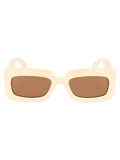 Shop Gucci Gg0811s Sunglasses In 002 Ivory Ivory Brown