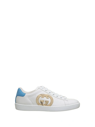 Shop Gucci Ace Gg Sneakers In Bianco Yellow