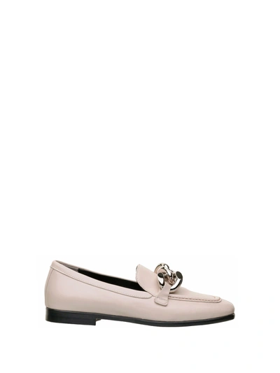 Shop Casadei Loafers With Chain In Off White