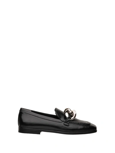 Shop Casadei Loafers With Chain In Nero