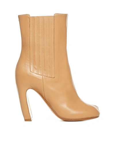 Shop Maison Margiela Tabi Leather Ankle Boots In Champagne Beige