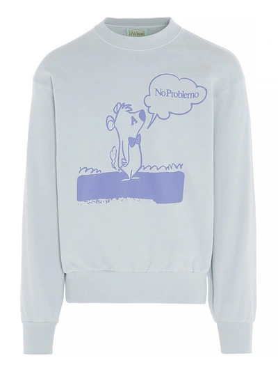 Shop Aries Stone Bear Sweatshirt In Azzurro