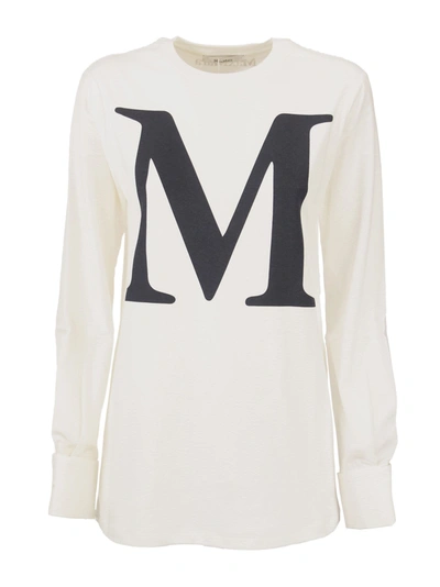 Shop Max Mara Simeone Cotton Jersey T-shirt In White/ultramarine