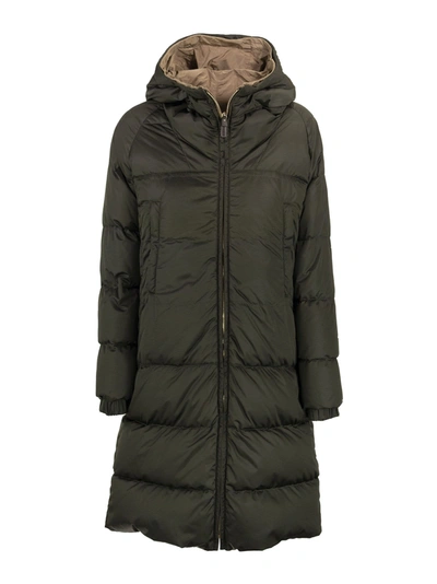 Shop Max Mara Sportl Reversible Down Jacket In Anti-drop Taffeta In Green