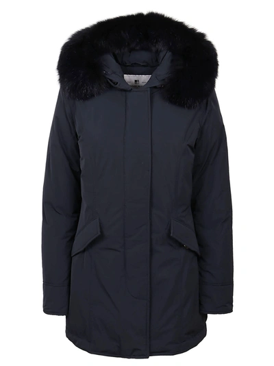 Shop Woolrich Blue Padded Jacket Technical Fabric