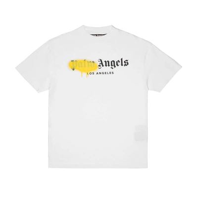 Shop Palm Angels La Sprayed Logo T-shirt In White