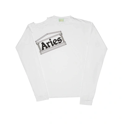 Shop Aries Soulder Hole Super Long Sleeves Tee In White