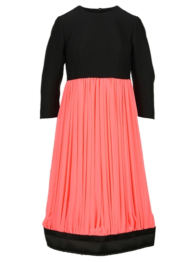 Shop Comme Des Garçons Comme Des Garcons Bi Colour Pleated Dress In Black Pink